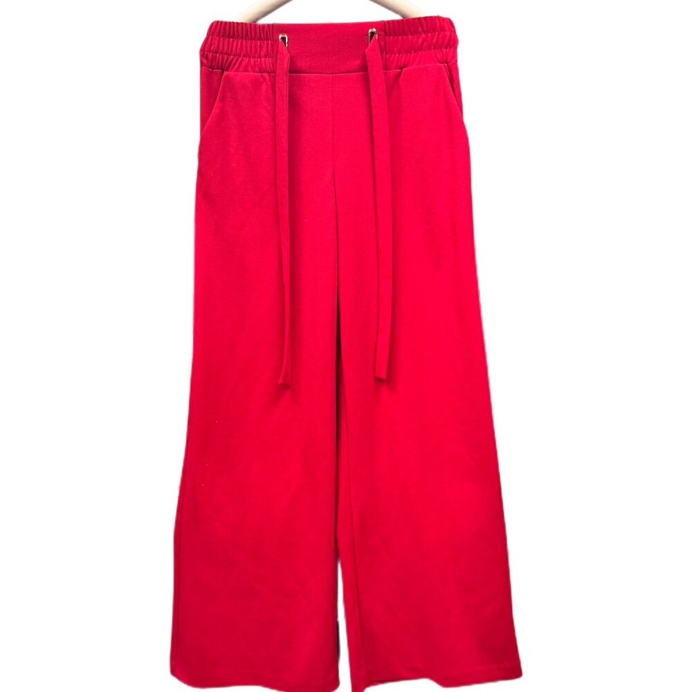 Wearever Wide Leg Pants Elastic Back High Waist Straight Drawstring Flowy Large